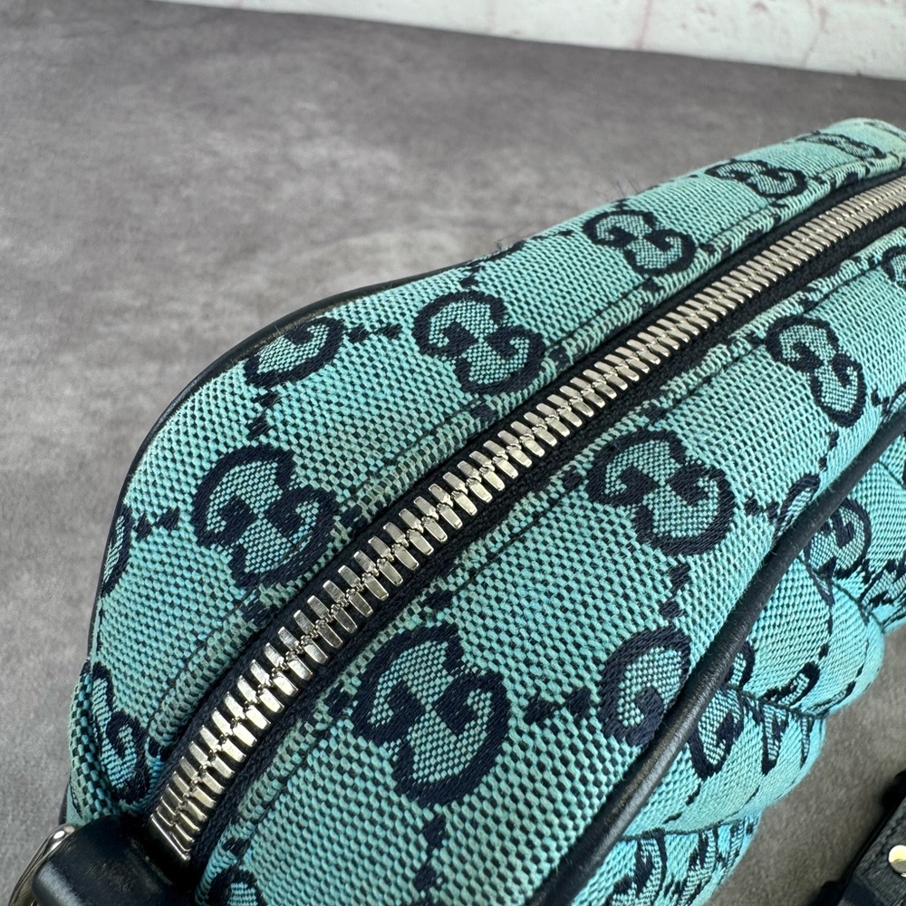 Gucci Monogram Blue Matelasse Diagonal Small GG Marmont Chain Shoulder Bag - Picture 8 of 16